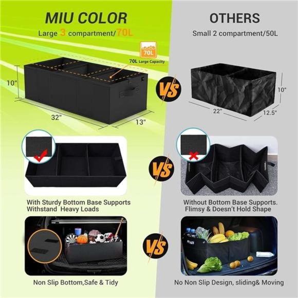 Trunk Organizer for Car, Car Organizer, Sturdy Trunk Organizer for SUV,Non-Slip - Picture 6 of 7
